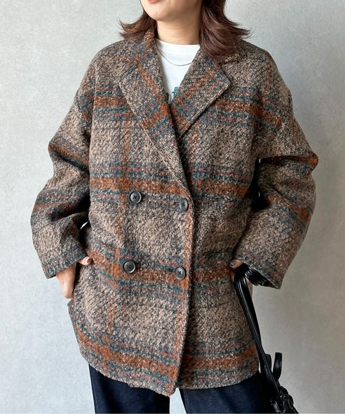 CPCM（シーピーシーエム）の「アソート柄ブークレチェックテーラードジャケット（テーラードジャケット・レディース・グレー/ブラック/ブラウン/アイボリー・FREE）」の3枚目の写真