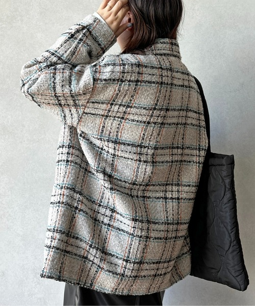 CPCM（シーピーシーエム）の「アソート柄ブークレチェックテーラードジャケット（テーラードジャケット・レディース・グレー/ブラック/ブラウン/アイボリー・FREE）」の7枚目の写真