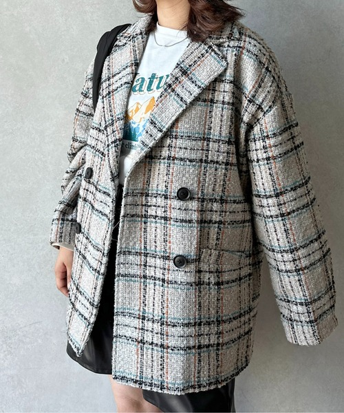 CPCM（シーピーシーエム）の「アソート柄ブークレチェックテーラードジャケット（テーラードジャケット・レディース・グレー/ブラック/ブラウン/アイボリー・FREE）」の9枚目の写真