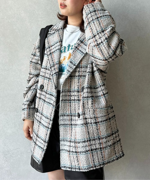 CPCM（シーピーシーエム）の「アソート柄ブークレチェックテーラードジャケット（テーラードジャケット・レディース・グレー/ブラック/ブラウン/アイボリー・FREE）」の10枚目の写真