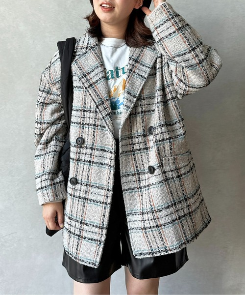 CPCM（シーピーシーエム）の「アソート柄ブークレチェックテーラードジャケット（テーラードジャケット・レディース・グレー/ブラック/ブラウン/アイボリー・FREE）」の13枚目の写真