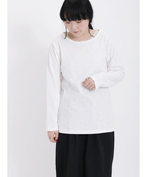 Samansa Mos2（サマンサ モスモス）の「スラブ天竺柄アソート長袖カットソー（Tシャツ/カットソー・レディース・キナリ/オフホワイト/ベージュ/ネイビー・F）」の6枚目の写真