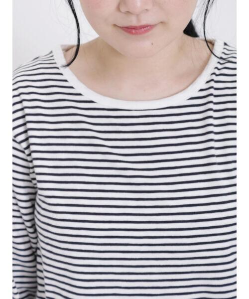 Samansa Mos2（サマンサ モスモス）の「スラブ天竺柄アソート長袖カットソー（Tシャツ/カットソー・レディース・キナリ/オフホワイト/ベージュ/ネイビー・F）」の11枚目の写真