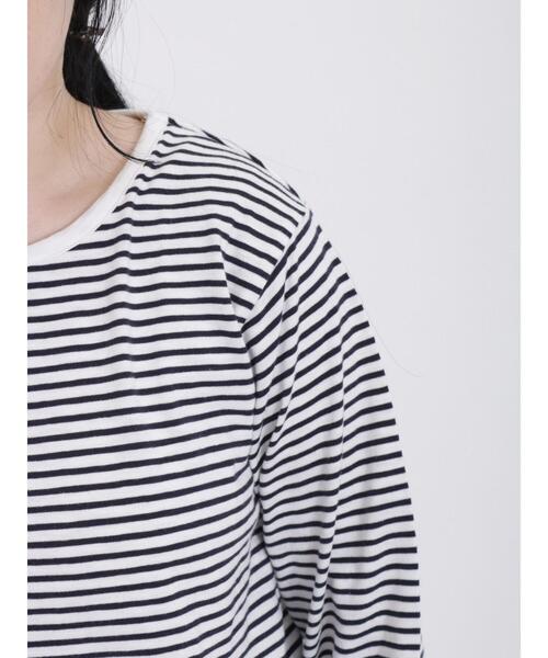 Samansa Mos2（サマンサ モスモス）の「スラブ天竺柄アソート長袖カットソー（Tシャツ/カットソー・レディース・キナリ/オフホワイト/ベージュ/ネイビー・F）」の12枚目の写真