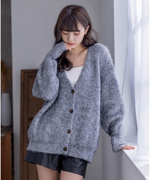 clear（クリア）の「ミックス編みオーバーサイズニットカーディガン（カーディガン/ボレロ・レディース・ブルー/グレー/アイボリー・F）」の2枚目の写真