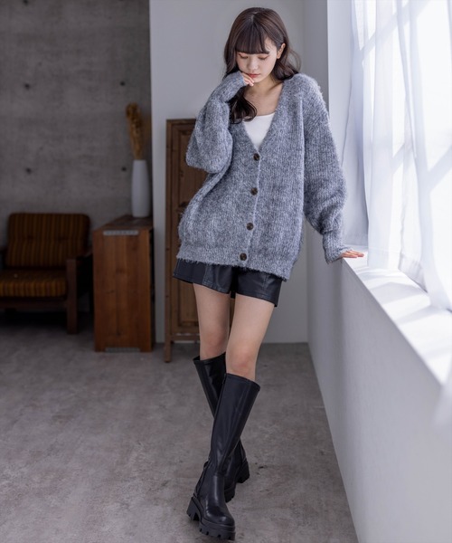 clear（クリア）の「ミックス編みオーバーサイズニットカーディガン（カーディガン/ボレロ・レディース・ブルー/グレー/アイボリー・F）」の14枚目の写真