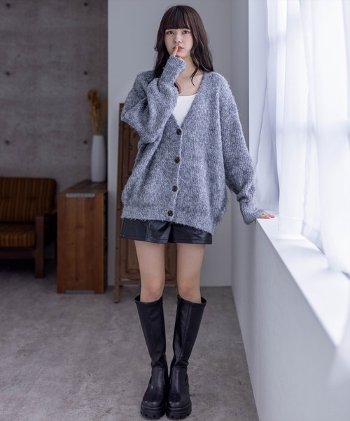 clear（クリア）の「ミックス編みオーバーサイズニットカーディガン（カーディガン/ボレロ・レディース・ブルー/グレー/アイボリー・F）」の15枚目の写真