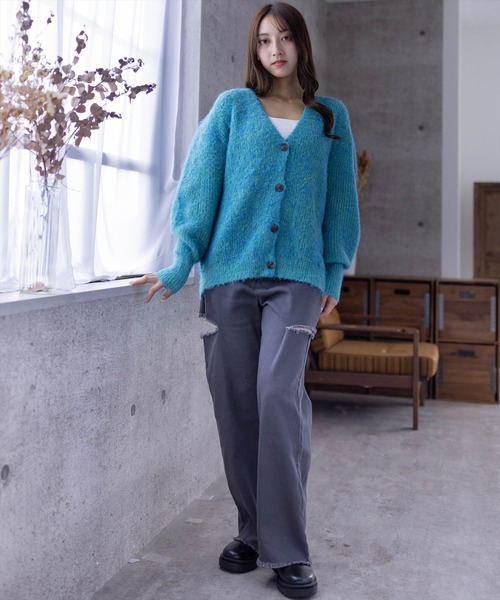 clear（クリア）の「ミックス編みオーバーサイズニットカーディガン（カーディガン/ボレロ・レディース・ブルー/グレー/アイボリー・F）」の17枚目の写真