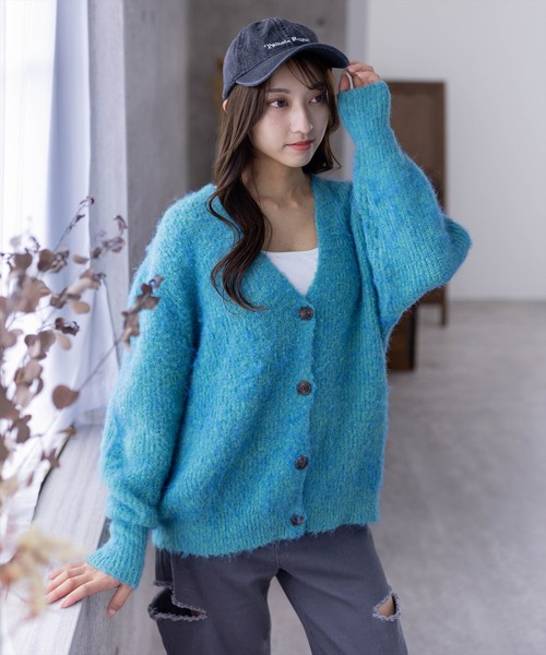 clear（クリア）の「ミックス編みオーバーサイズニットカーディガン（カーディガン/ボレロ・レディース・ブルー/グレー/アイボリー・F）」の19枚目の写真