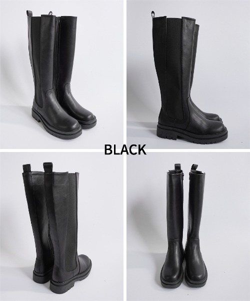 Fabby fabby(ファビィーファビィー)の「サイドゴアロングブーツ(ブーツ・レディース・オフホワイト/ブラック・LARGE/MEDIUM/SMALL)」の3枚目の写真