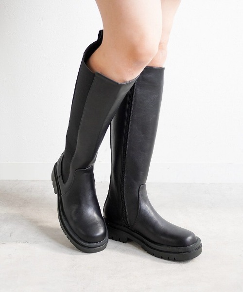 Fabby fabby(ファビィーファビィー)の「サイドゴアロングブーツ(ブーツ・レディース・オフホワイト/ブラック・LARGE/MEDIUM/SMALL)」の5枚目の写真
