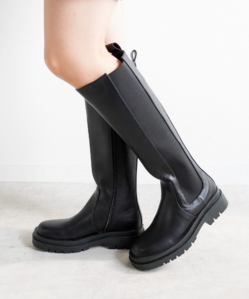 Fabby fabby(ファビィーファビィー)の「サイドゴアロングブーツ(ブーツ・レディース・オフホワイト/ブラック・LARGE/MEDIUM/SMALL)」の7枚目の写真