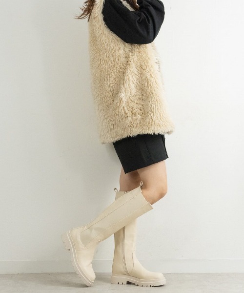 Fabby fabby(ファビィーファビィー)の「サイドゴアロングブーツ(ブーツ・レディース・オフホワイト/ブラック・LARGE/MEDIUM/SMALL)」の17枚目の写真
