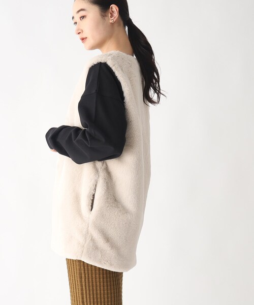 OPAQUE.CLIP（オペークドットクリップ）の「◆フェイクファーベスト【洗える】（ベスト・レディース・アイボリー/チャコールグレー・00）」の10枚目の写真