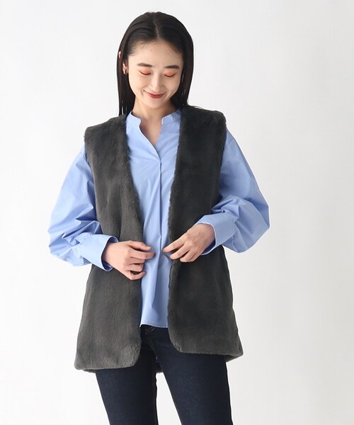 OPAQUE.CLIP（オペークドットクリップ）の「◆フェイクファーベスト【洗える】（ベスト・レディース・アイボリー/チャコールグレー・00）」の16枚目の写真