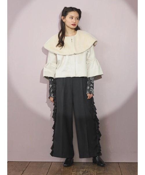 ESCAR(エスカー)の「■ESCAR サイドラッフルストレートパンツ(その他パンツ・レディース・ブラック/レオパード・FREE)」の5枚目の写真