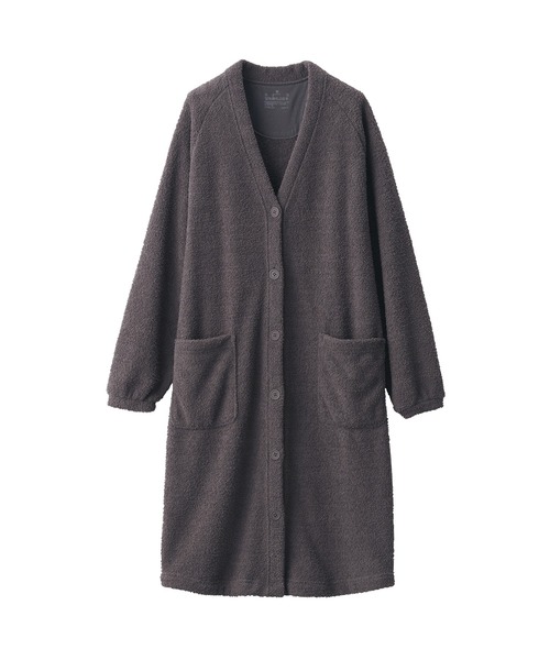 【完売】ニットフリース　ロングカーディガン＋パンツセット ダークブラウンXXL セール】ニットフリース ロングカーディガン（ルームウェア