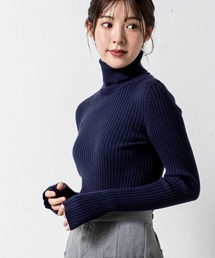【ReBasic】ありそうでなかったもちもちふんわりな肌触り指ぬきロングスリーブタートルニット
