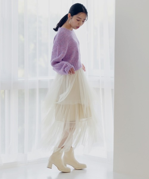 mysty woman（ミスティウーマン）の「チュールヘムティアードスカート 988046（スカート・レディース・ライトグリーン/アイボリー/ブラック・FREE）」の18枚目の写真