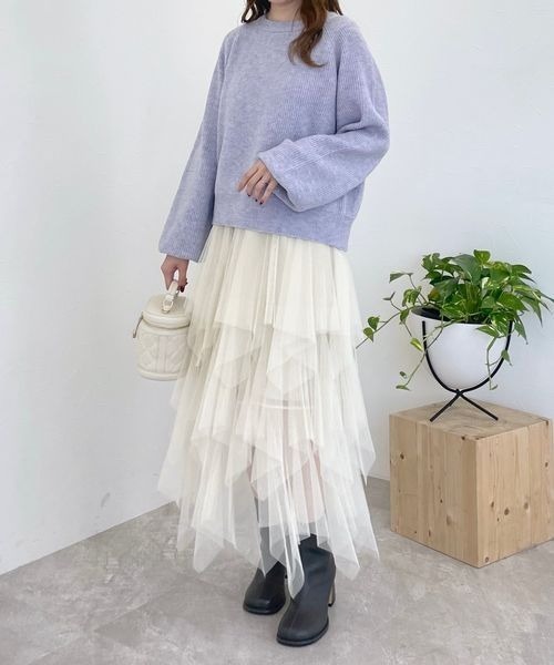 mysty woman（ミスティウーマン）の「チュールヘムティアードスカート 988046（スカート・レディース・ライトグリーン/アイボリー/ブラック・FREE）」の22枚目の写真