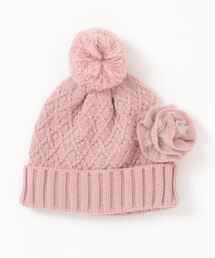 フラワーモチーフニットキャップ