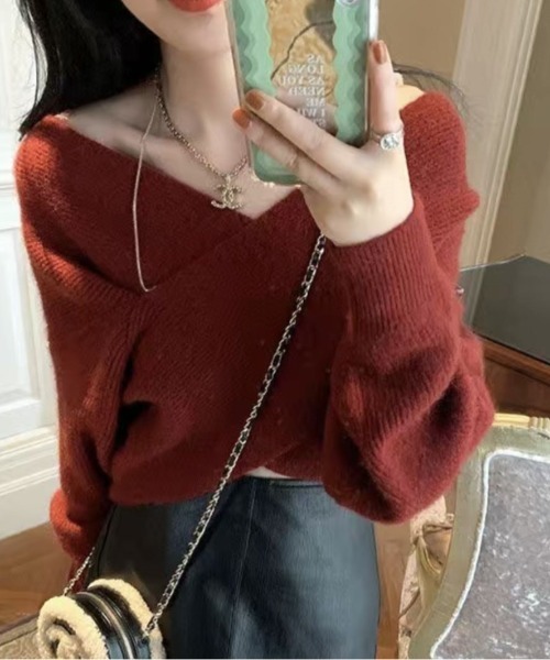 【新品タグ付き】styling/ カシュクールニット　チュニック丈 カシュクール ニット | レディースファッション通販のグレイル