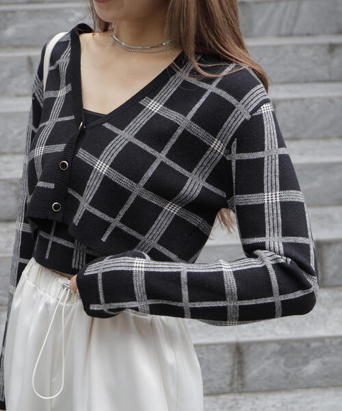 FREE'S MART（フリーズマート）の「ショート丈カーディガン×キャミソールセット（ニット/セーター・レディース・ホワイト系その他/ブラック系その他/ブラウン系その他・FREE）」の11枚目の写真