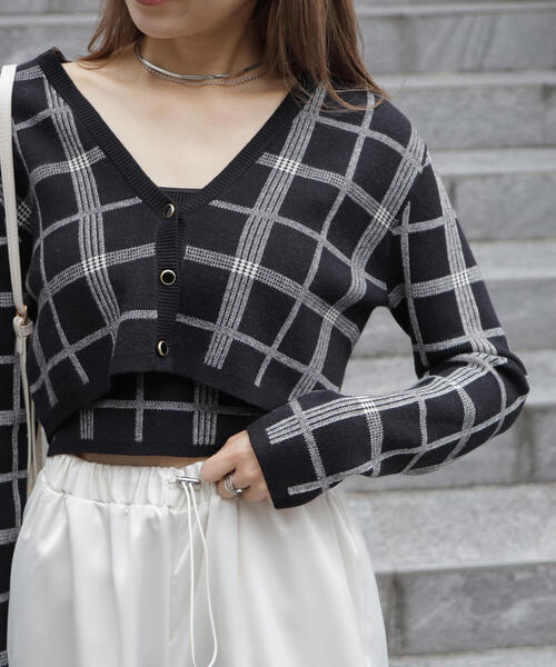 FREE'S MART（フリーズマート）の「ショート丈カーディガン×キャミソールセット（ニット/セーター・レディース・ホワイト系その他/ブラック系その他/ブラウン系その他・FREE）」の13枚目の写真