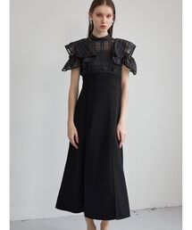 MERCURYDUO | 【WEB限定サイズあり】シアーチェックラッフルドッキングワンピース(ワンピース)