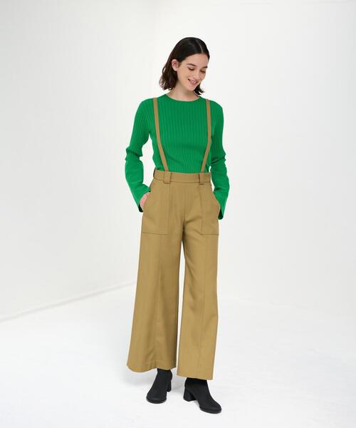 LANVIN en Bleu(ランバンオンブルー)の「サスペンダーワイドポケットパンツ(その他パンツ・レディース・ネイビー/キャメル・36/38)」の1枚目の写真