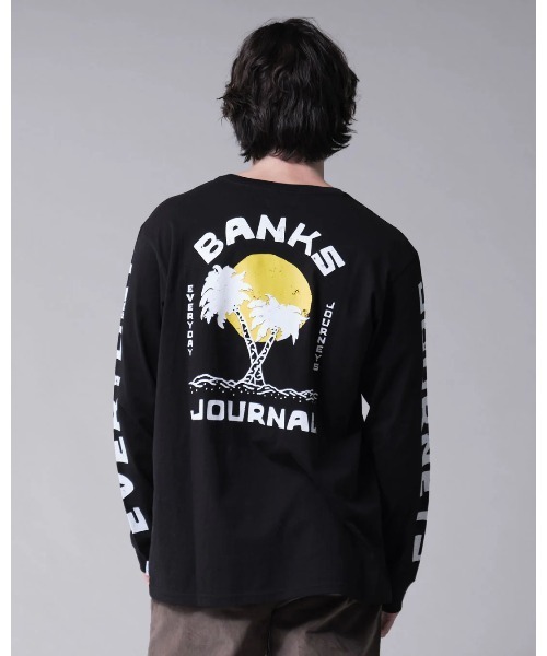 BANKS（バンクス）の「DESIGN TEE/BANKS(バンクス)ユニセックス袖ロゴプリントバックプリント長袖ロンT（Tシャツ/カットソー・メンズ・オフホワイト/ブラック・LARGE/MEDIUM/X-LARGE/SMALL）」の3枚目の写真
