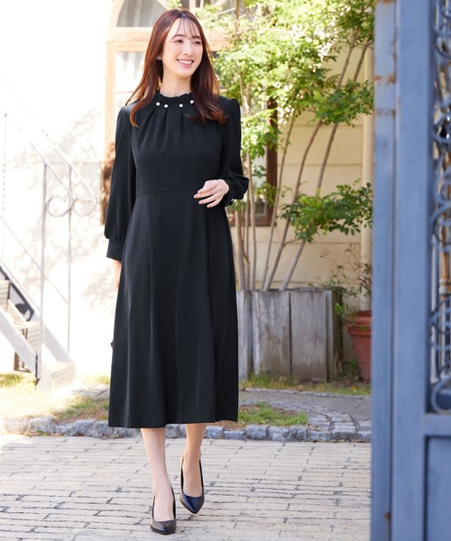 Dorry Doll セレモニータックパールネックフレアワンピース