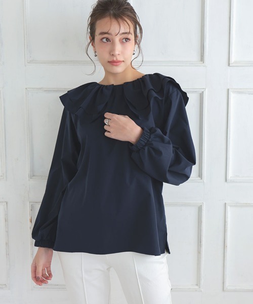 DONOBAN(ドノバン)の「【ギンガムグレー/ZOZO限定カラー】2wayリボンブラウス(シャツ/ブラウス・レディース・ホワイト/グレー系その他/ネイビー・F)」の3枚目の写真