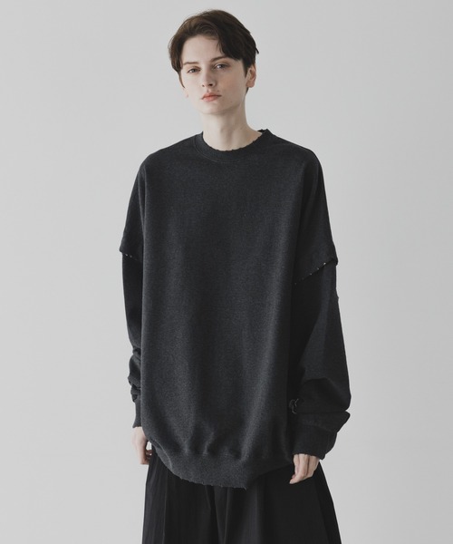remer（リメール）の「loose damage oversize sweat / ルーズダメージオーバーサイズスウェット（スウェット・メンズ・グレー/ダークグレー/グレイッシュベージュ/ブラック・SMALL/LARGE/MEDIUM）」の14枚目の写真