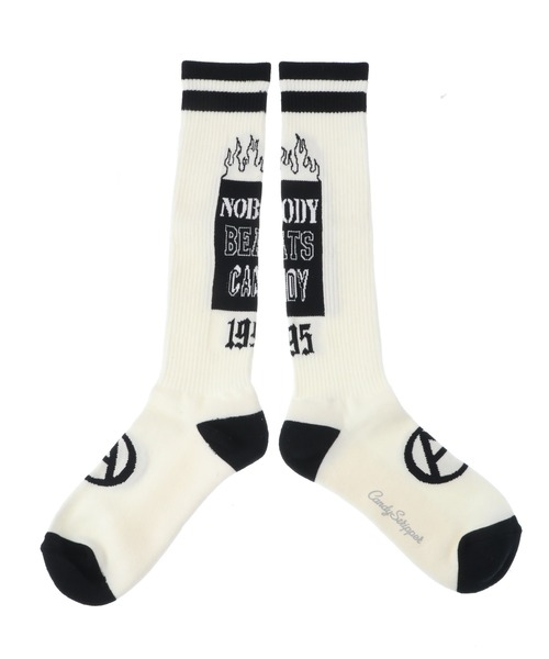 Candy Stripper（キャンディストリッパー）の「NOBODY BEATS CANDY RIB HIGH ソックス（ソックス/靴下・レディース・オフホワイト/ブラック/ライトブルー・FREE）」の2枚目の写真