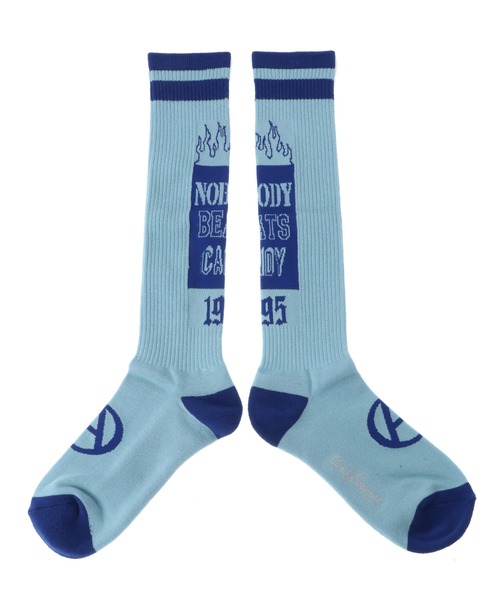 Candy Stripper（キャンディストリッパー）の「NOBODY BEATS CANDY RIB HIGH ソックス（ソックス/靴下・レディース・オフホワイト/ブラック/ライトブルー・FREE）」の3枚目の写真