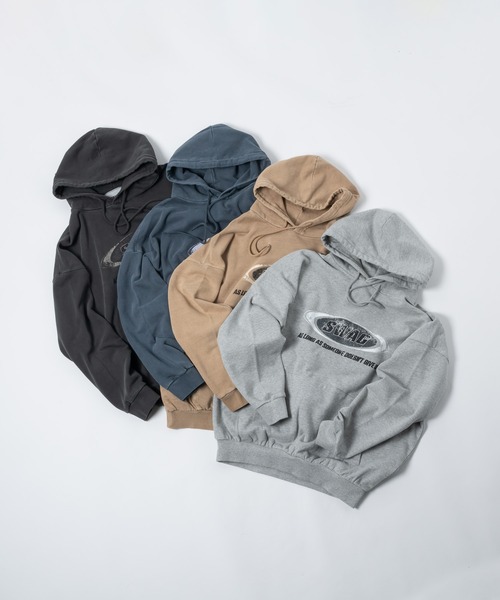 ADAMASTE（アダマスト）の「ヴィンテージライクロゴプリントパーカー（パーカー・メンズ・ブラック/ベージュ/ブルー/グレー・FREE）」の11枚目の写真