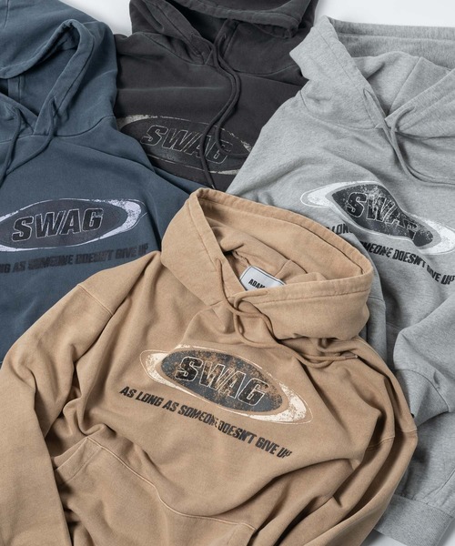 ADAMASTE（アダマスト）の「ヴィンテージライクロゴプリントパーカー（パーカー・メンズ・ブラック/ベージュ/ブルー/グレー・FREE）」の12枚目の写真