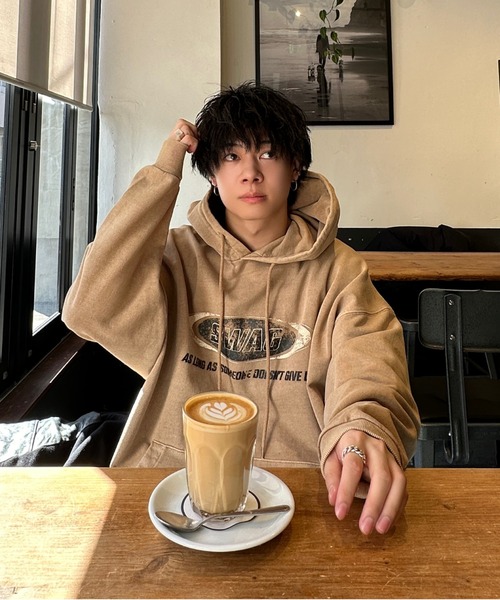 ADAMASTE（アダマスト）の「ヴィンテージライクロゴプリントパーカー（パーカー・メンズ・ブラック/ベージュ/ブルー/グレー・FREE）」の8枚目の写真