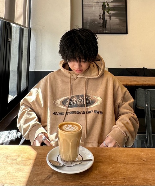 ADAMASTE（アダマスト）の「ヴィンテージライクロゴプリントパーカー（パーカー・メンズ・ブラック/ベージュ/ブルー/グレー・FREE）」の9枚目の写真