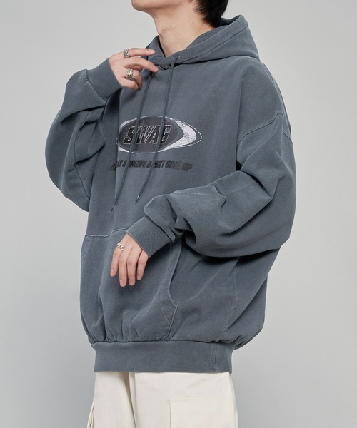 ADAMASTE（アダマスト）の「ヴィンテージライクロゴプリントパーカー（パーカー・メンズ・ブラック/ベージュ/ブルー/グレー・FREE）」の13枚目の写真