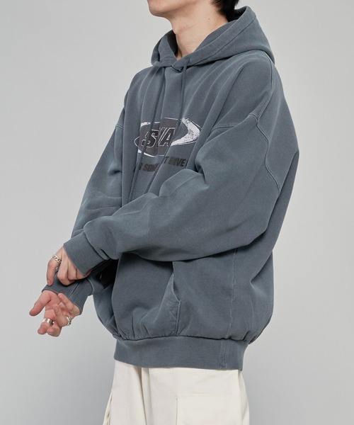 ADAMASTE（アダマスト）の「ヴィンテージライクロゴプリントパーカー（パーカー・メンズ・ブラック/ベージュ/ブルー/グレー・FREE）」の14枚目の写真