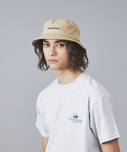FRUIT OF THE LOOM（フルーツオブザルーム）の「【FRUIT OF THE LOOM】フロントロゴ刺繍 ツイル バケット ハット（ハット・メンズ・ピンク/オフホワイト/ベージュ/サックスブルー/ブラック・フリー）」の4枚目の写真