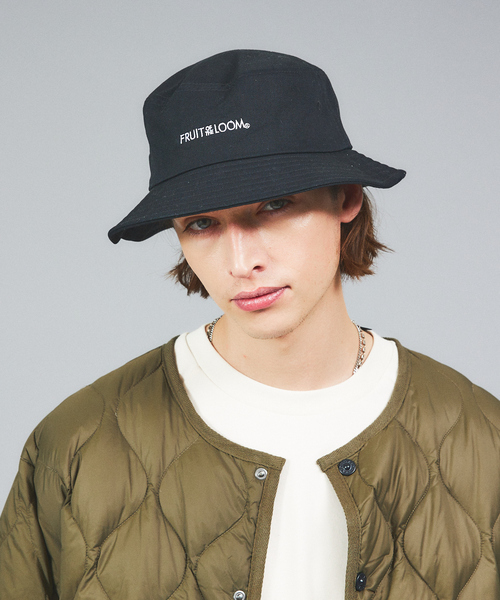 FRUIT OF THE LOOM（フルーツオブザルーム）の「【FRUIT OF THE LOOM】フロントロゴ刺繍 ツイル バケット ハット（ハット・メンズ・ピンク/オフホワイト/ベージュ/サックスブルー/ブラック・フリー）」の3枚目の写真