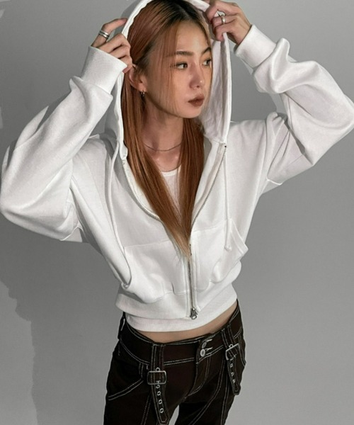 BLACKUP（ブラックアップ）の「[MADE] メルロー2WAYフードジップアップ（パーカー・レディース・アイボリー/ブラック/グレー・FREE）」の2枚目の写真