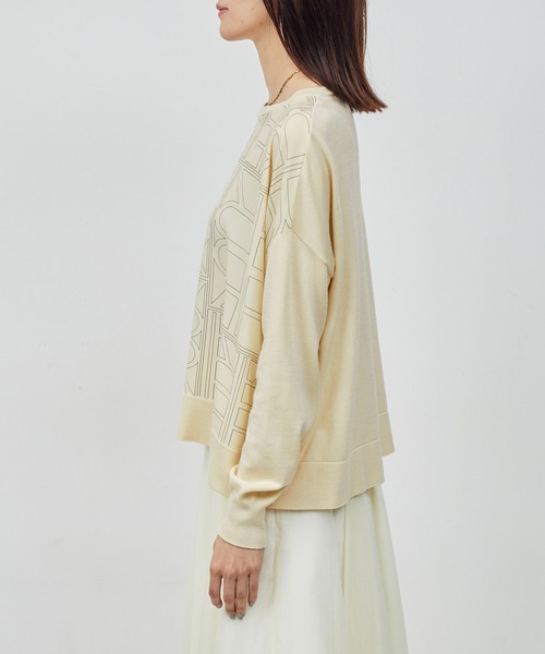 ROPE'(ロペ)の「【雑誌掲載】モノグラムプリントドッキングプルオーバー【セットアップ対応】(Tシャツ/カットソー・レディース・ブラック/キナリ・FREE)」の18枚目の写真