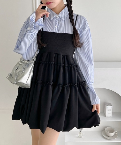 Loueme（ルエム）の「バルーンティアードキャミワンピース（ワンピース