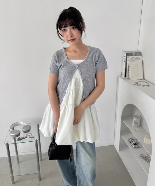 Loueme（ルエム）の「バルーンティアードキャミワンピース（ワンピース・レディース・ブラック/ホワイト・FREE）」の15枚目の写真