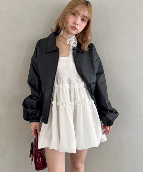 Loueme（ルエム）の「バルーンティアードキャミワンピース（ワンピース・レディース・ブラック/ホワイト・FREE）」の10枚目の写真