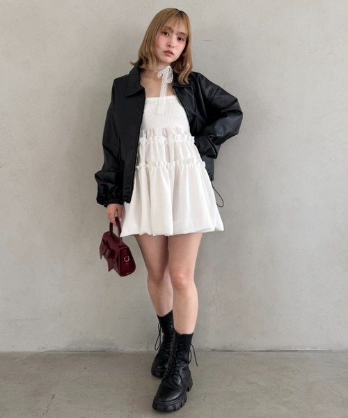 Loueme（ルエム）の「バルーンティアードキャミワンピース（ワンピース・レディース・ブラック/ホワイト・FREE）」の11枚目の写真